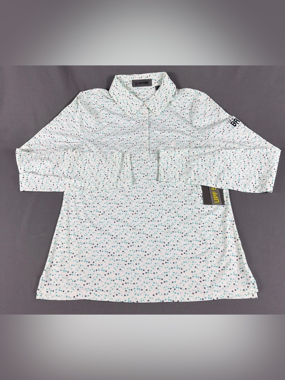 G/Fore Womens Golf Shirt Polo Sleeve Logo Floral Print LS Medium White MSRP $120